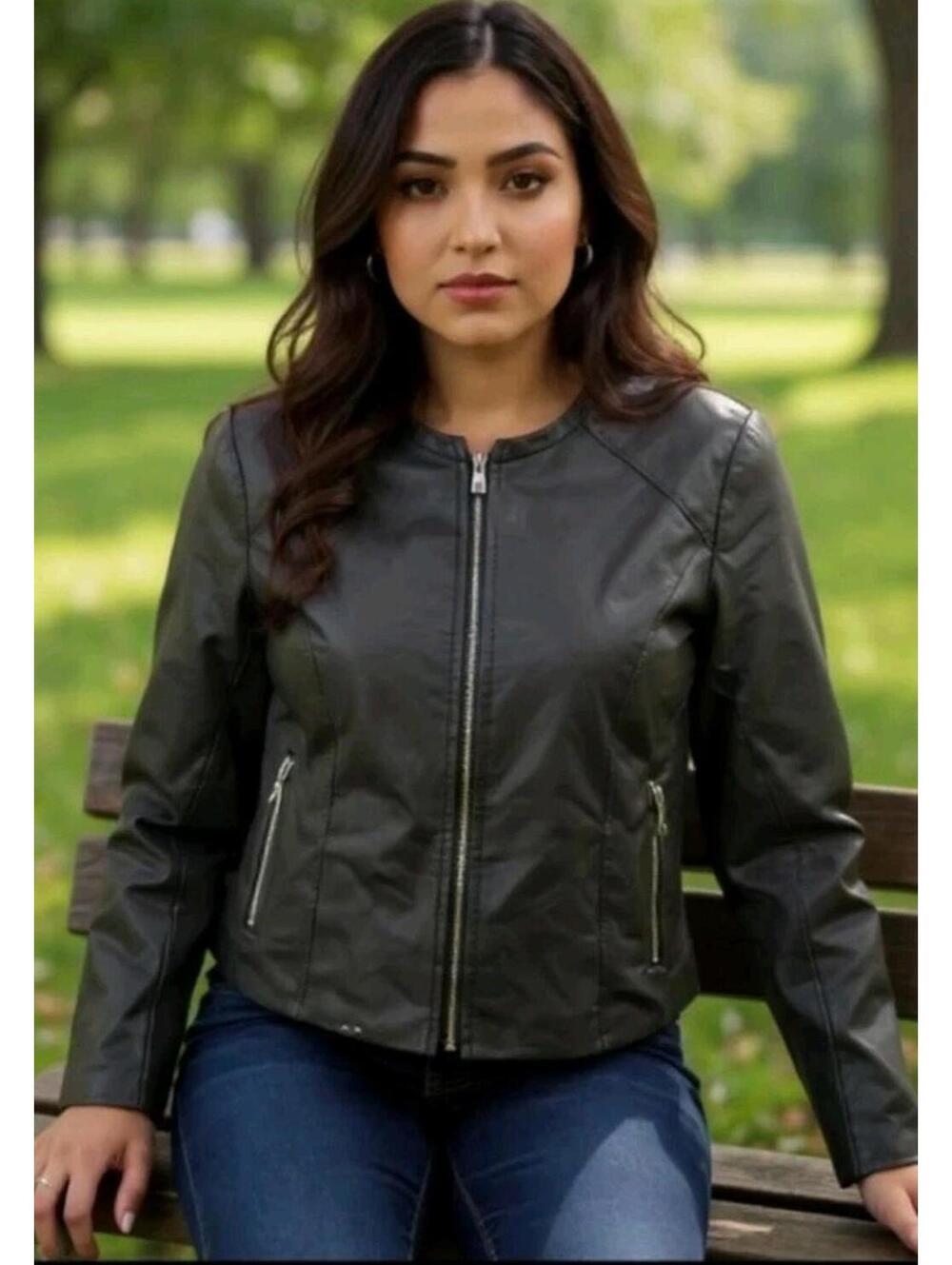 Pleather Faux leather Vegan Black Jacket Zip Up Me Jane Sz S Punk Rock Grunge